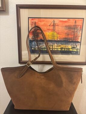 Authentic NWT Coach Suede Tote in Warm Brown
